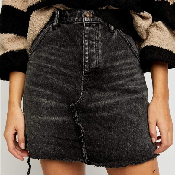 Free People Dresses & Skirts - We The Free Brea cut off Faded Black denim skirt - 28